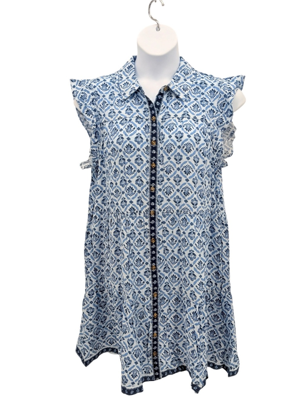 LUCKY BRAND Flutter Sleeve Button Front Floral Dress XL NWT - Picture 2 of 8